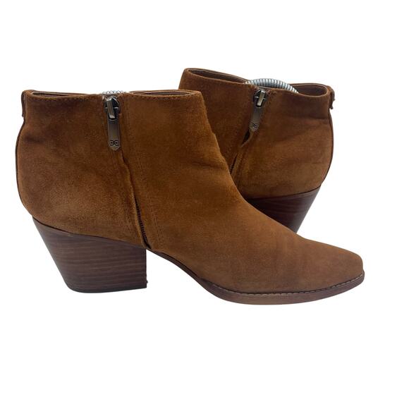 Sam Edelman Walden Bootie Ankle Boots Zipper Suede Brown Womens 8.5 - Picture 6 of 8
